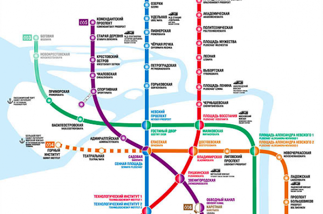 Опубликована новая схема метро Санкт-Петербурга