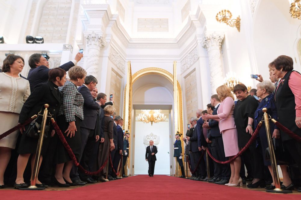 Владимир Путин во время церемонии инаугурации в Кремле.