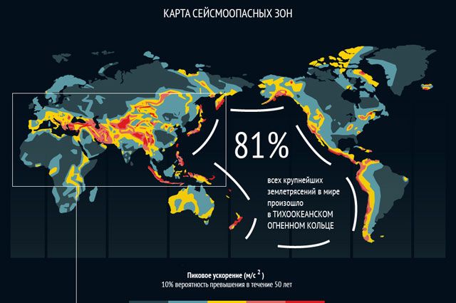 Где в мире наиболее велик риск землетрясений. Инфографика | Природа |  Общество | Аргументы и Факты