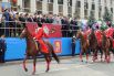 Завершила прохождение парадных расчетов конная группа почетного караула Кубанского казачьего войска.