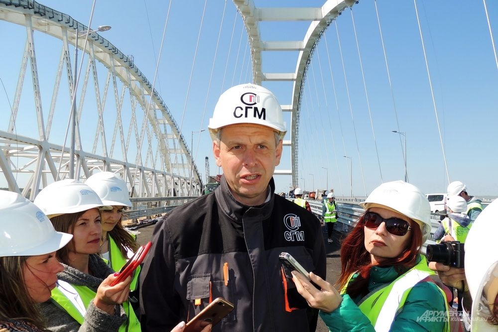 Один из главных строителей Крымского моста - заместитель генерального директора по инфраструктурным проектам ООО «Стройгазмонтаж» Леонид Рыженькин. 26 апреля 2018 года.