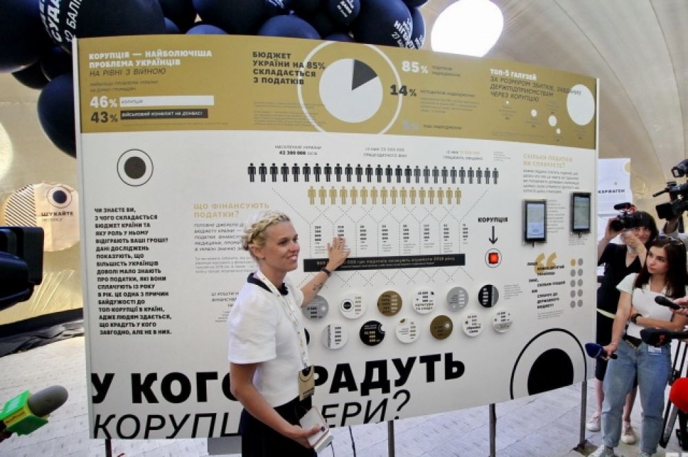 Еще один стенд, где украинцам рассказывают о том, как и где у них могут воровать деньги. Чтобы узнать о выставке подробнее - лучше всего ее посетить. Работать она будет еще три недели.