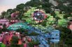 Красочные дома на склоне холма в окрестностях Серро де ла Кампана в Монтеррее, Мексика.