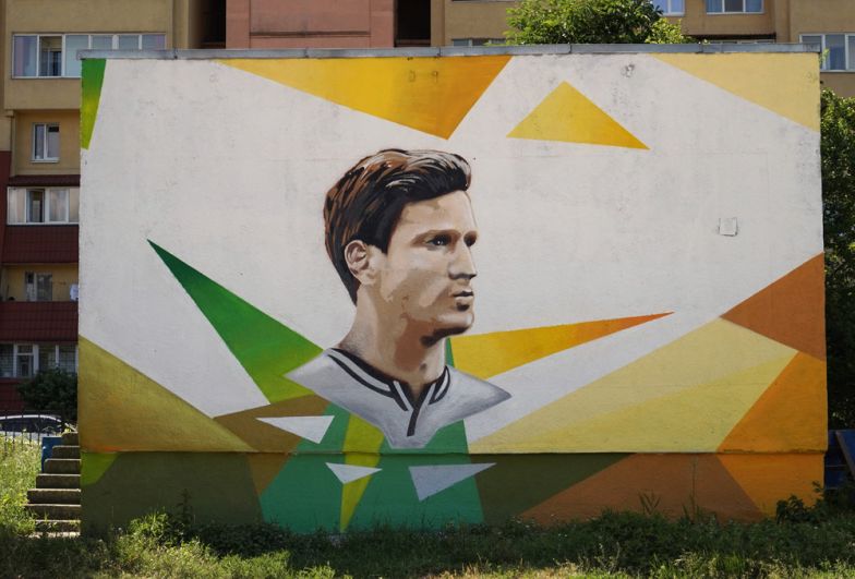 Граффити с изображением бельгийского футболиста Яна Вертонгена, посвященное чемпионату мира по футболу ФИФА-2018 в Калининграде.