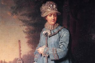 Екатерина II на прогулке в Царскосельском парке. Картина художника Владимира Боровиковского, 1794 год. Фрагмент.