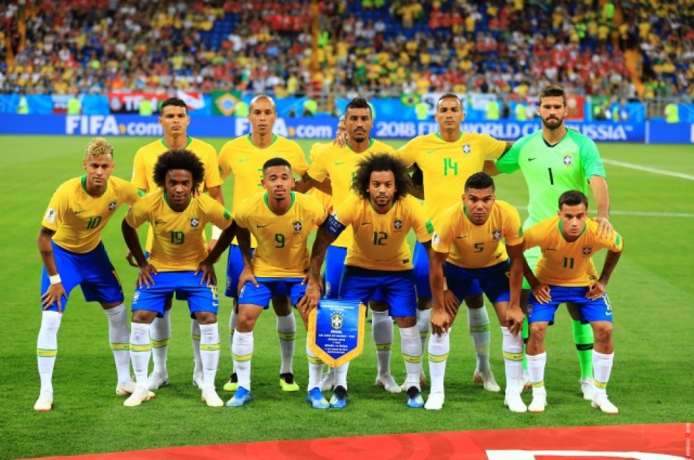 Сборная Бразилии перед матчем.