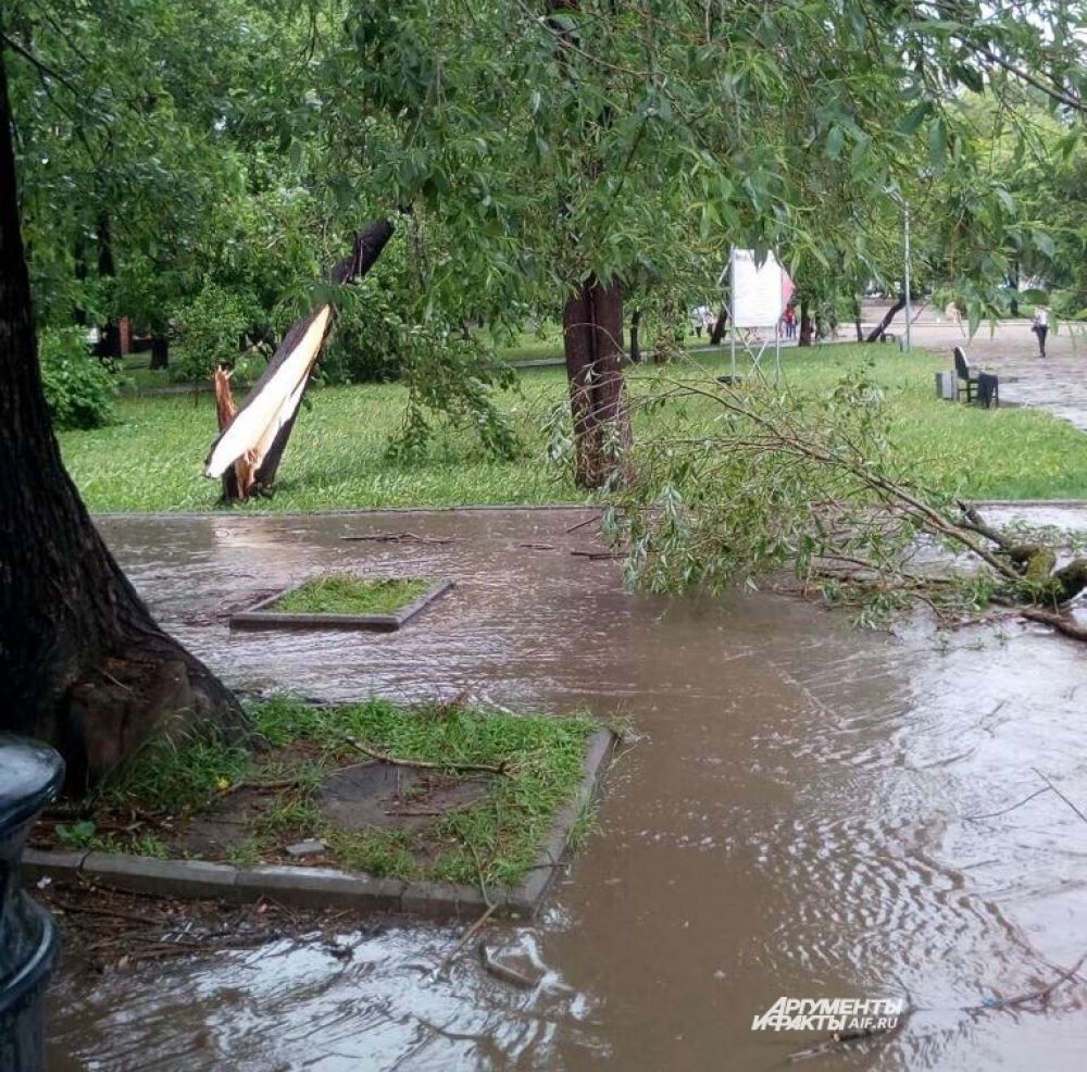 Улицы Перми затопило ливнем.