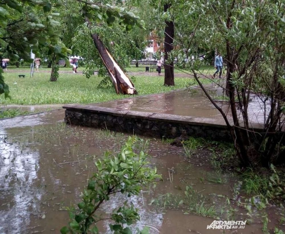 Затоплены оказались скверы.