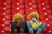 Колумбийские болельщики после матча со сборной Англии на стадионе «Спартак» в Москве.
