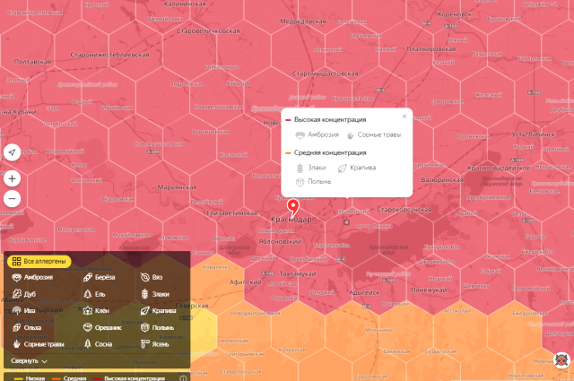 Красным на карте отмечены территории, которые находятся в зоне особого риска.