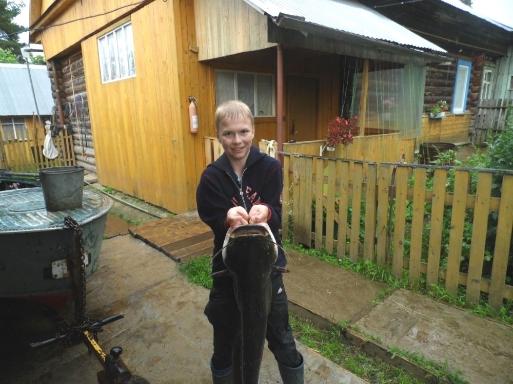 18. Михаил Шкляев, 13 лет. Поймал 10 июля сома весом почти 9,5 кг. Выловил её из Камы в г. Оханске.
