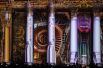 Световая инсталляция на тему космоса на фасаде Большого театра в рамках конкурса видеомэппинга и виджеинга Art Vision.