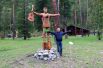 «Руссо туристо» - скульптура-победитель Международного фестиваля деревянных скульптур 2018 года, автор Сергей Мозговой.