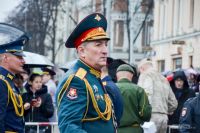 Генерал-лейтенант Хасан Калоев во время командования Парадом Победы 9 мая 2018 года. 