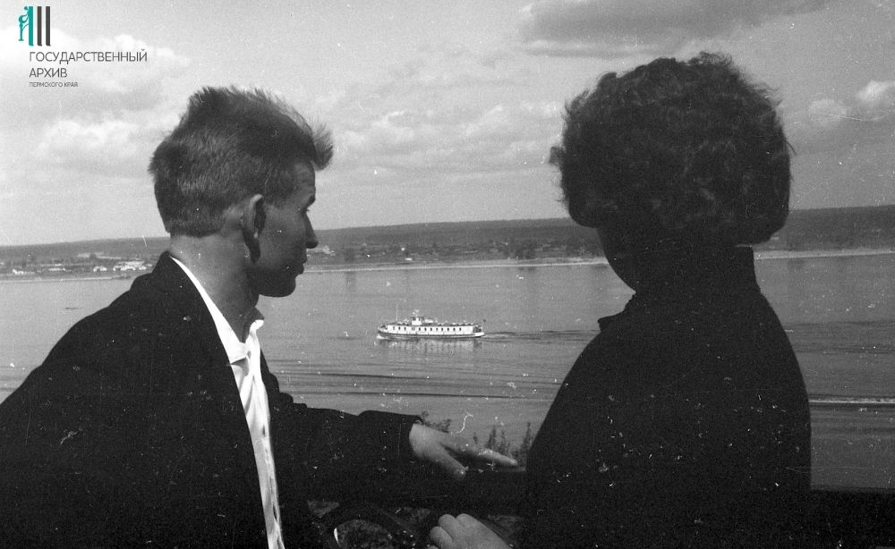 Набережная Перми, вид на Каму, 1950-е годы.