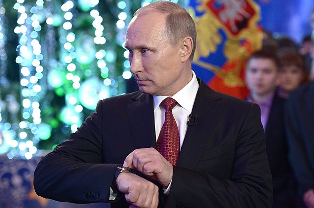 31 декабря 2013. Президент России Владимир Путин во время новогоднего обращения к россиянам в Хабаровске.