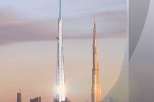 Проект небоскреба Jeddah Tower в сравнении с башней «Бурдж-Халифа».