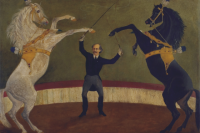 Чинизелли исполняет номер с лошадьми «на свободе». Э. Мартиник, 1877