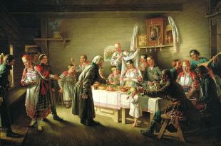«Смотрины невесты». Художник Н. П. Петров, 1861 год.
