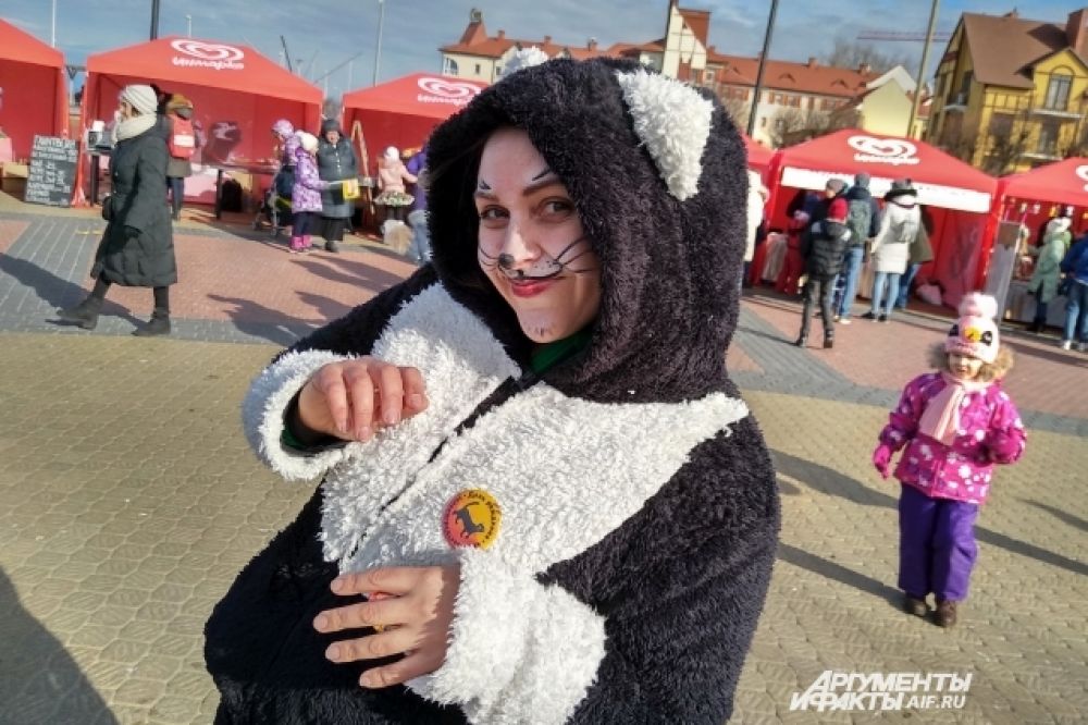 Участники в костюмах кошек получили памятные значки