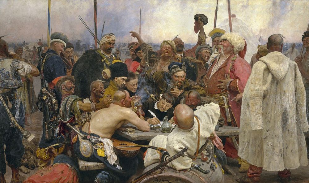 «Запорожцы пишут письмо турецкому султану» (1891). По воспоминаниям старшей дочери художника Веры Ильиничны, долгое время вся семья жила только запорожцами: Илья Ефимович читал вслух стихи и рассказы о Сечи, дети знали наизусть всех героев, играли в Тараса Бульбу, Остапа и Андрия, лепили из глины их фигуры и могли в любой момент процитировать кусок текста из письма казаков султану.