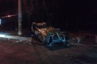 Водитель в Хабаровске врезался в дерево и погиб в горящей машине.