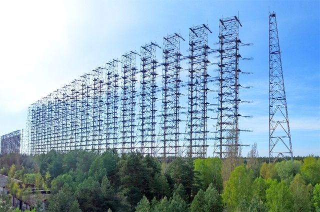 РЛС «Дуга». Панорама комплекса антенн объекта в городе Чернобыль-2. Современный вид.