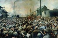 Выступление В. И. Ленина на митинге рабочих Путиловского завода в мае 1917 года. И. И. Бродский, 1929