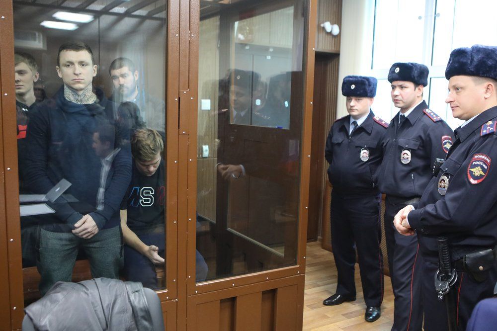 Павел Мамаев во время рассмотрения ходатайства следствия о продлении ареста, декабрь 2018.