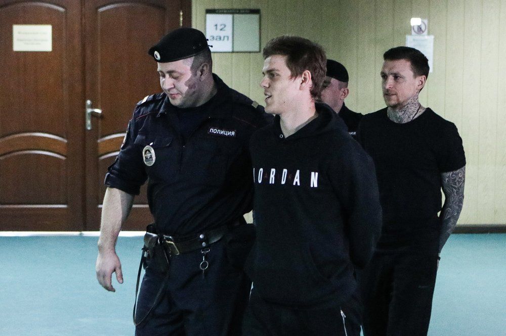 Александр Кокорин в здании Пресненского районного суда, апрель 2019.