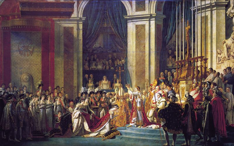 Именно здесь в 1804 году Наполеон Бонапарт был коронован императором французов. Знаменитая сцена на картине Жака Луи Давида происходит в хоре собора.