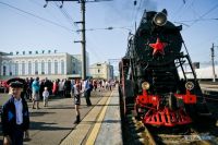 В Оренбурге в честь 74-ой годовщины Великой Победы запустили ретро-поезд