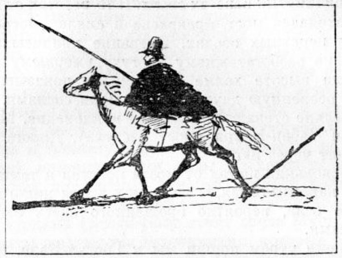 «Путешествие в Арзрум». Пушкин на коне. Рисунок Пушкина. 1829.