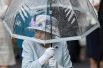Британская королева Елизавета II под зонтом на скачках Royal Ascot.
