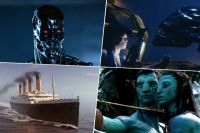 Кадры из фильмов «Терминатор», «Чужие», «Титаник» и «Аватар».