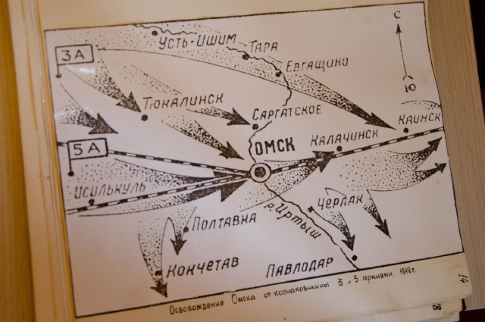 Схема взятия Омска Красной армией.