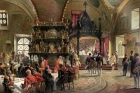 «Высочайший обеденный стол в Грановитой палате». 1856.