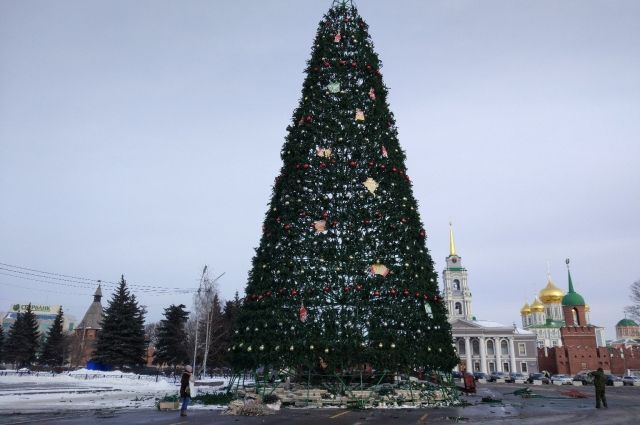 Ели в туле. Тула городская елка. Главная ёлка г.Омск площадь. Главная елка промышленного района. Новогодняя ёлка г Тула 2007 год.