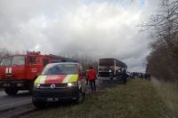 Под Ровно загорелся туристический автобус, который ехал в Польшу