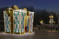На Театральной площади возле памятника И. А. Куратову установят арт-объект в виде большого новогоднего подарка. 