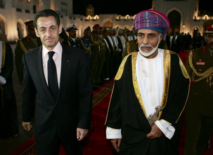 10 февраля 2009 года, президент Франции Николя Саркози и султан Омана Кабус бен Саид.
