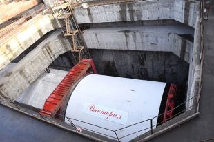 Головная часть механизированного комплекса «Виктория» на станции «Текстильщики» восточного участка Большой кольцевой линии метро.