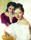 Портрет А.А. и Ф.А. Венециановых, дочерей художника, первая половина 1830-х.