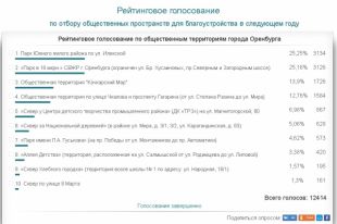 В Оренбурге завершено голосование за территории для благоустройства.
