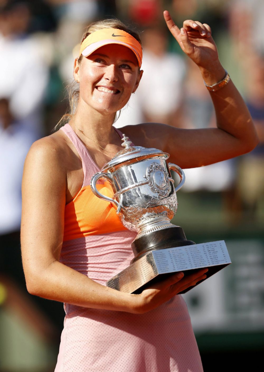 Мария Шарапова после победы на Открытом чемпионате Франции по теннису, 2014 год.