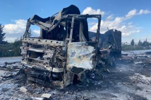 Последствия атаки турецкими ударными силами района Саракеб в Сирии.