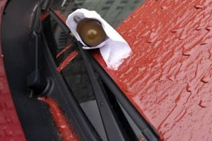 В Харькове неизвестные положили гранату под дворники авто