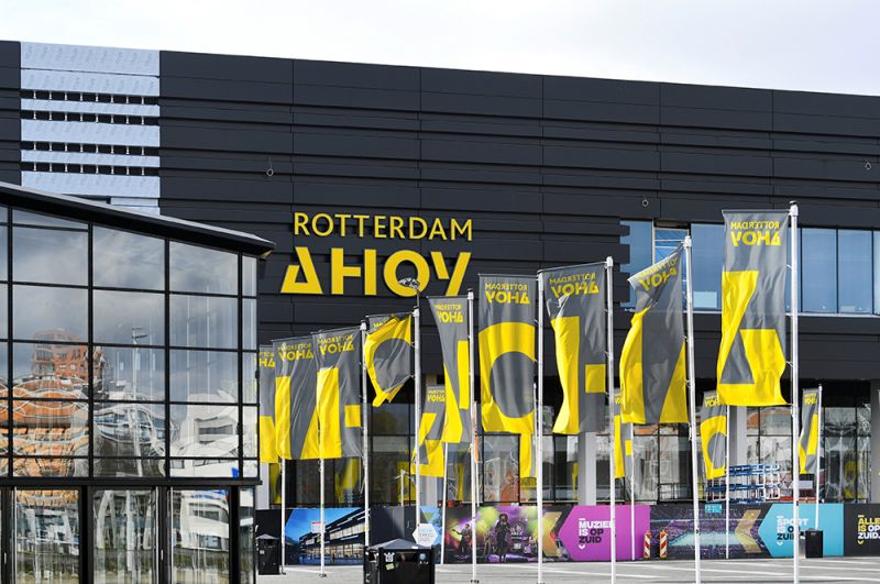 Концертный зал «Ахой» в Нидерландах, который должен был принять конкурс «Евровидение» в мае, а теперь используется в качестве больницы для зараженных коронавирусом, Роттердам.