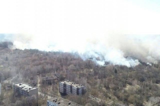 Спасатели продолжают тушить возгорание в зоне ЧАЭС
