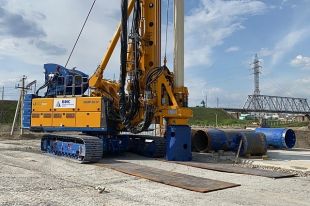 Буронабивные сваи начнут монтировать в районе четвертой опоры моста.